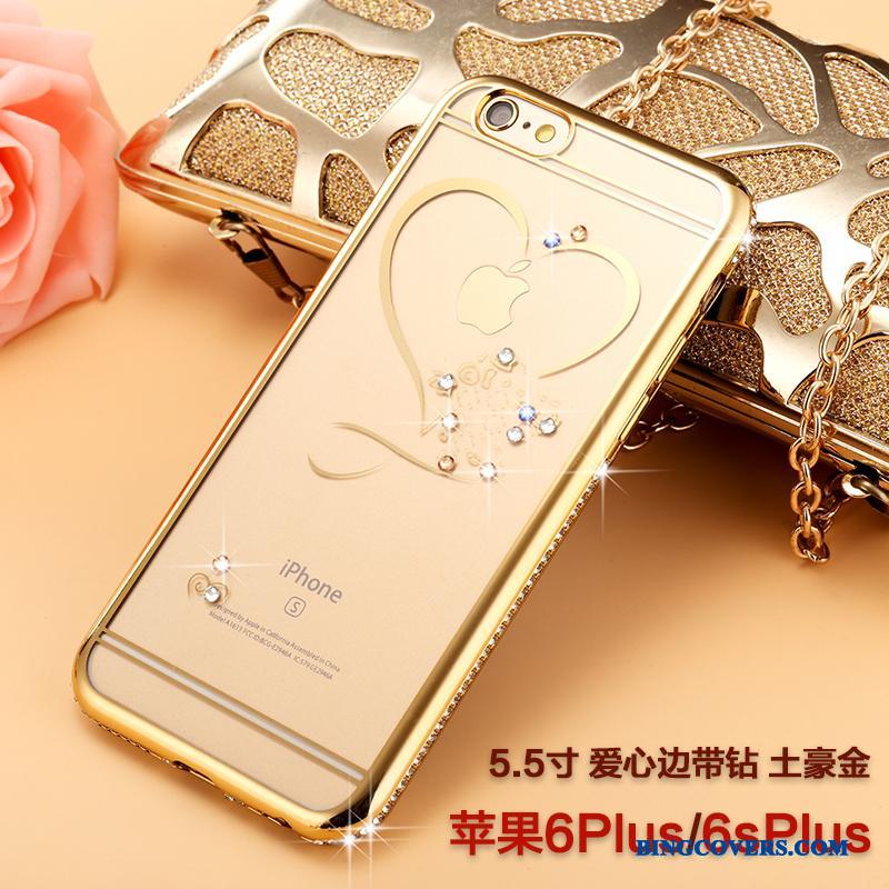 iPhone 6/6s Plus Etui Beskyttelse Strass Cover Silikone Trendy Guld Gennemsigtig