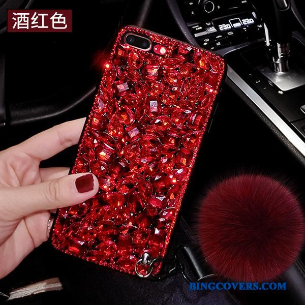 iPhone 6/6s Plus Etui Blød Hængende Ornamenter Silikone Alt Inklusive Rød Luksus Anti-fald