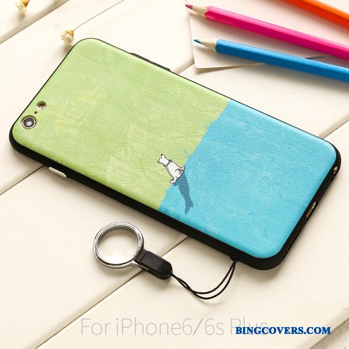 iPhone 6/6s Plus Etui Farve Cover Blå Grøn Hængende Ornamenter Silikone Hængende Hals