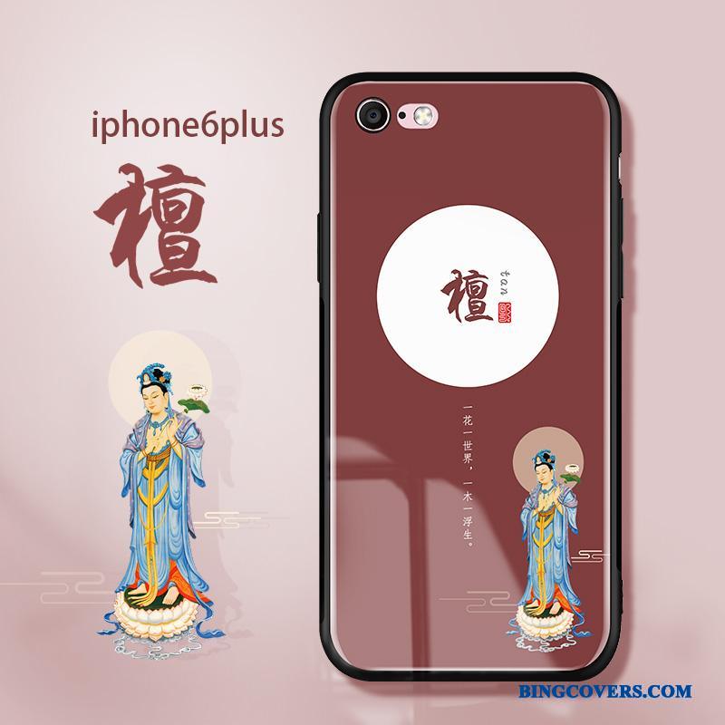 iPhone 6/6s Plus Etui Rød Kunst Gul Anti-fald Glas Kinesisk Stil Kreativ