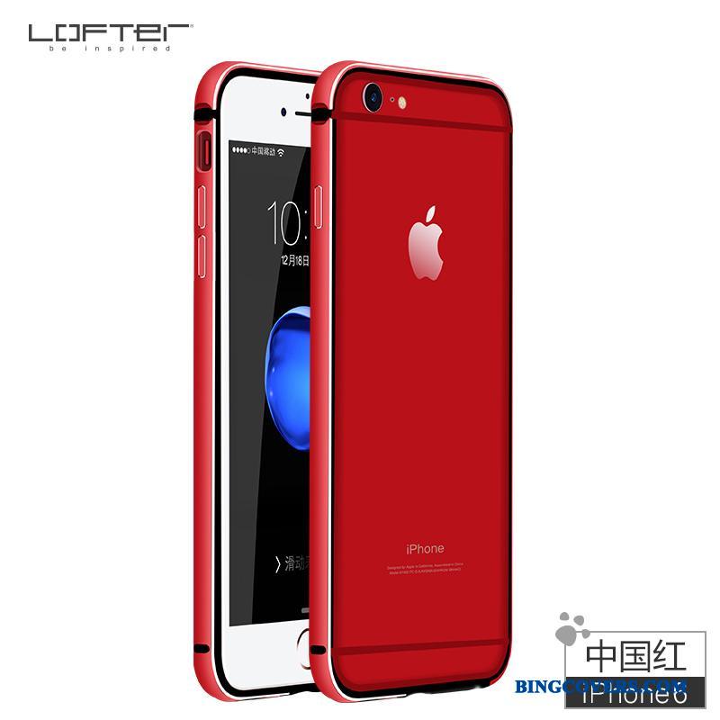 iPhone 6/6s Silikone Rød Ramme Telefon Etui Guld Metal Anti-fald