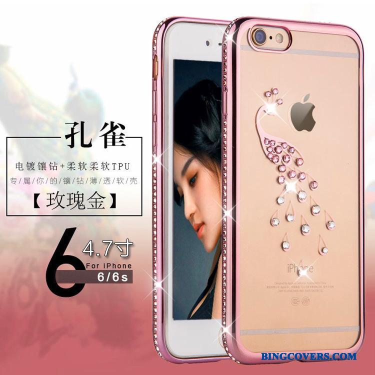iPhone 6/6s Silikone Strass Simple Luksus Gennemsigtig Telefon Etui Rosa Guld