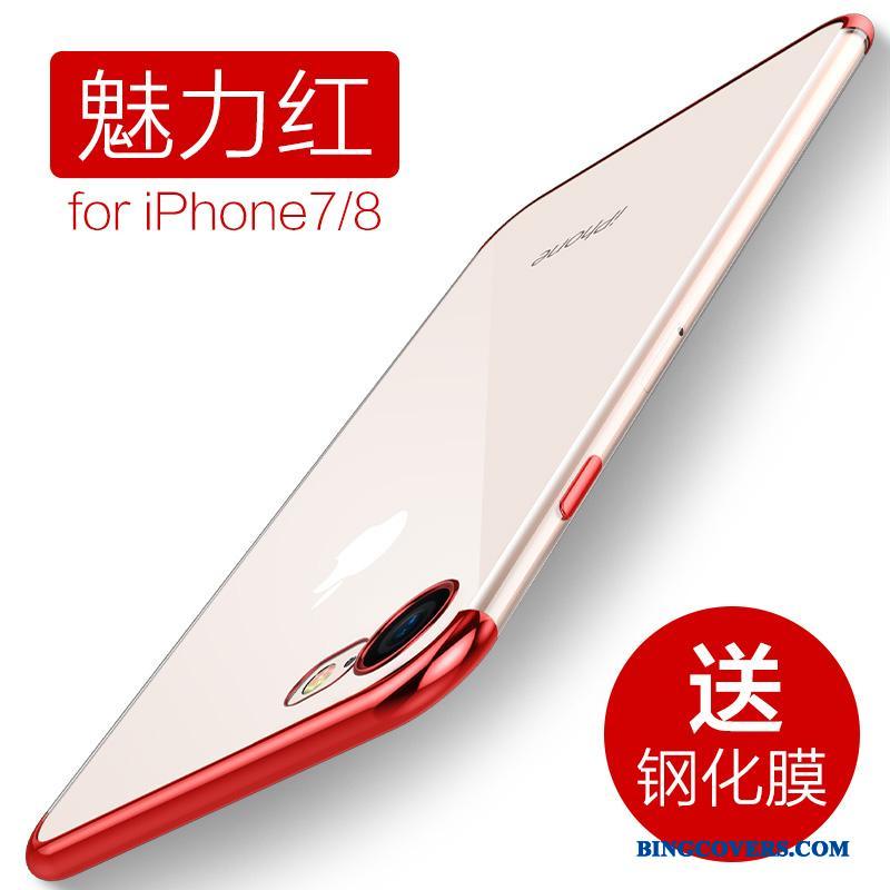 iPhone 7 Alt Inklusive Gennemsigtig Anti-fald Telefon Etui Silikone Blød Rød