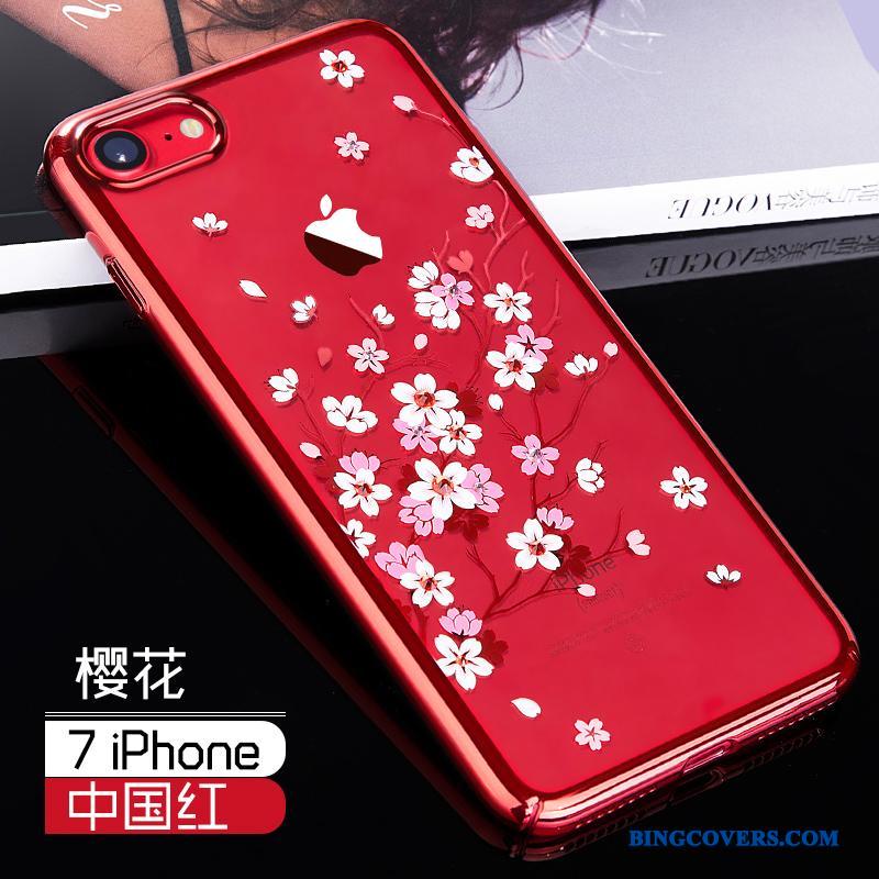iPhone 7 Alt Inklusive Luksus Gennemsigtig Rød Cover Telefon Etui