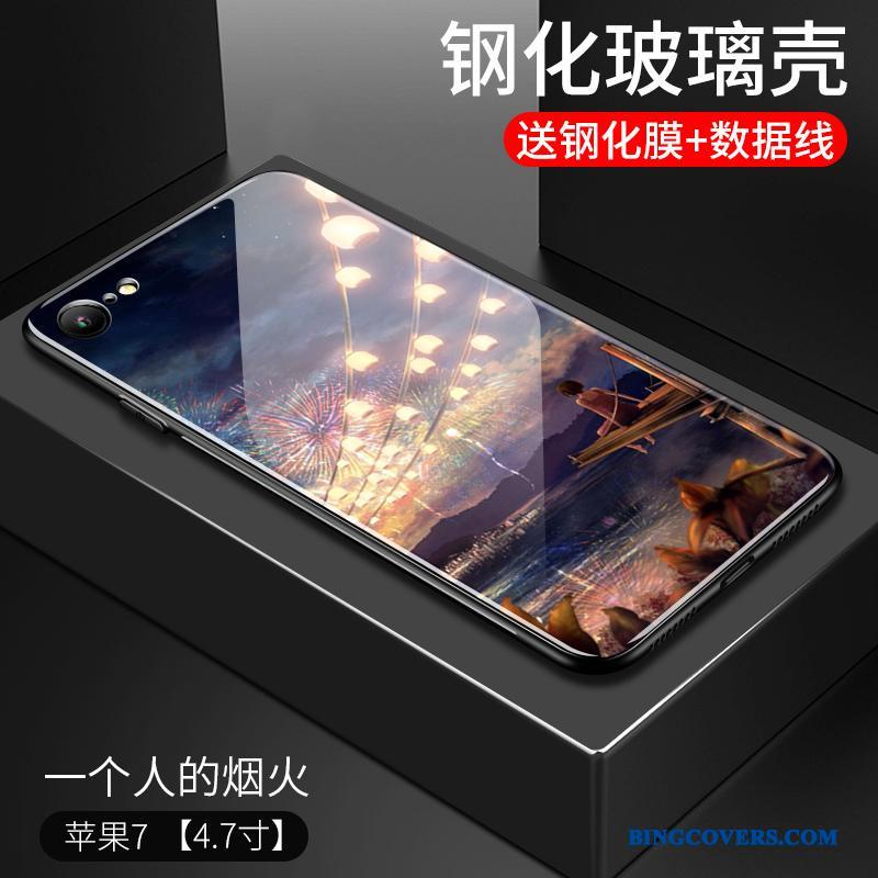 iPhone 7 Alt Inklusive Spejl Cover Glas Silikone Gul Etui