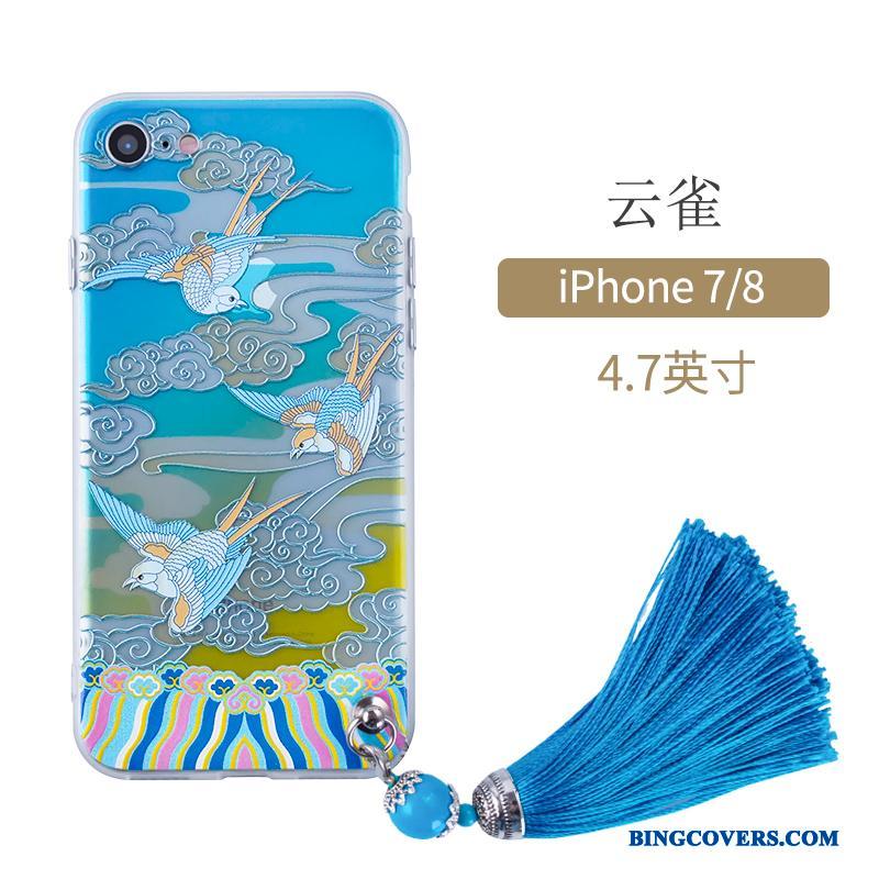 iPhone 7 Cover Telefon Etui Beskyttelse Rød Kinesisk Stil Kunst