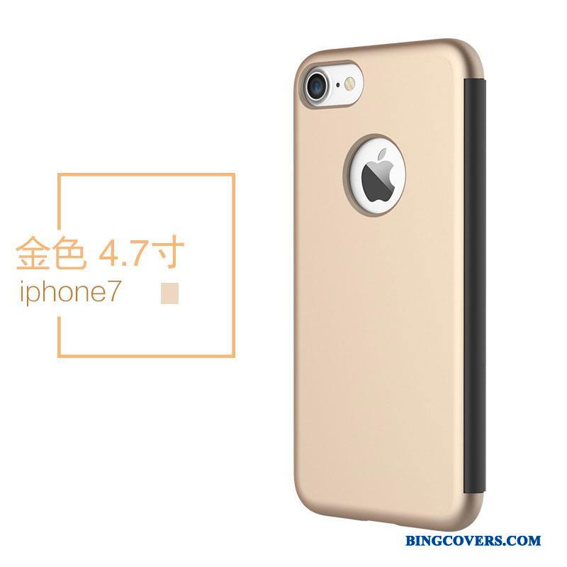 iPhone 7 Etui Business Beskyttelse Guld Telefon Folio Lædertaske