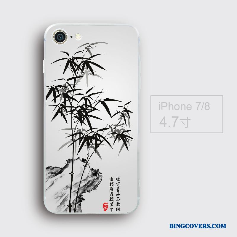 iPhone 7 Etui Kinesisk Stil Blå Blød Cover Af Personlighed Trend Anti-fald