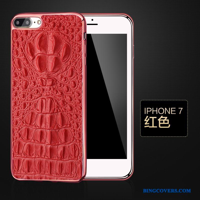 iPhone 7 Etui Rød Cover Læder Top Lædertaske Mobiltelefon Ægte Læder Business