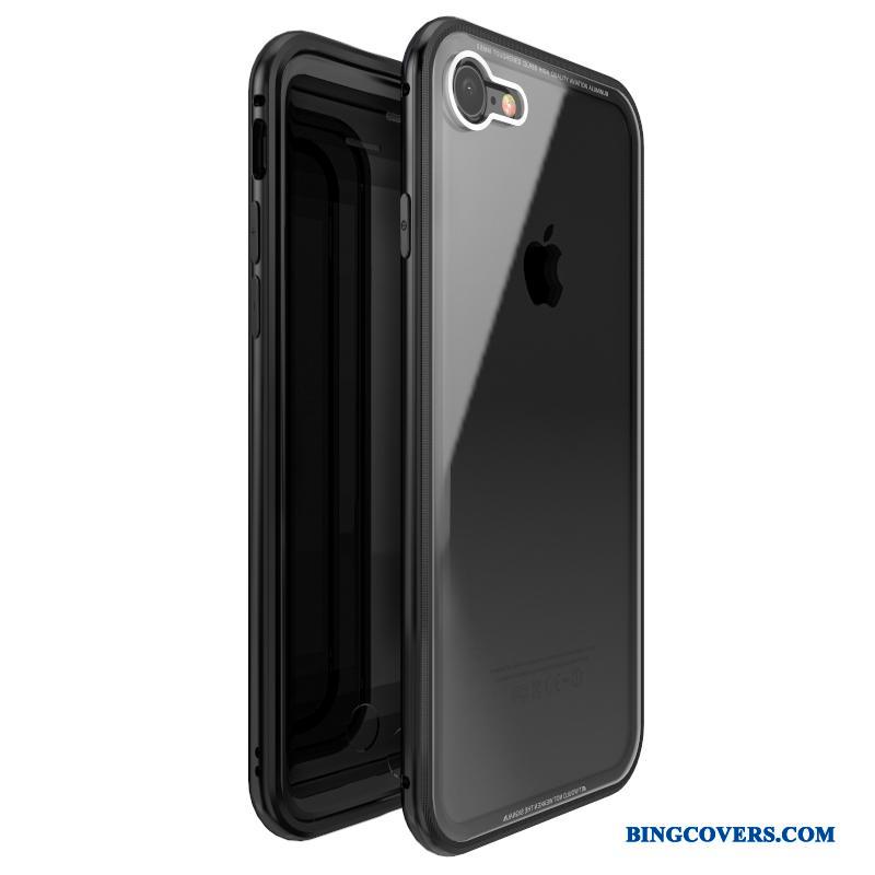 iPhone 7 Hærdet Glas Telefon Etui Beskyttelse Anti-fald Rød Cover Metal