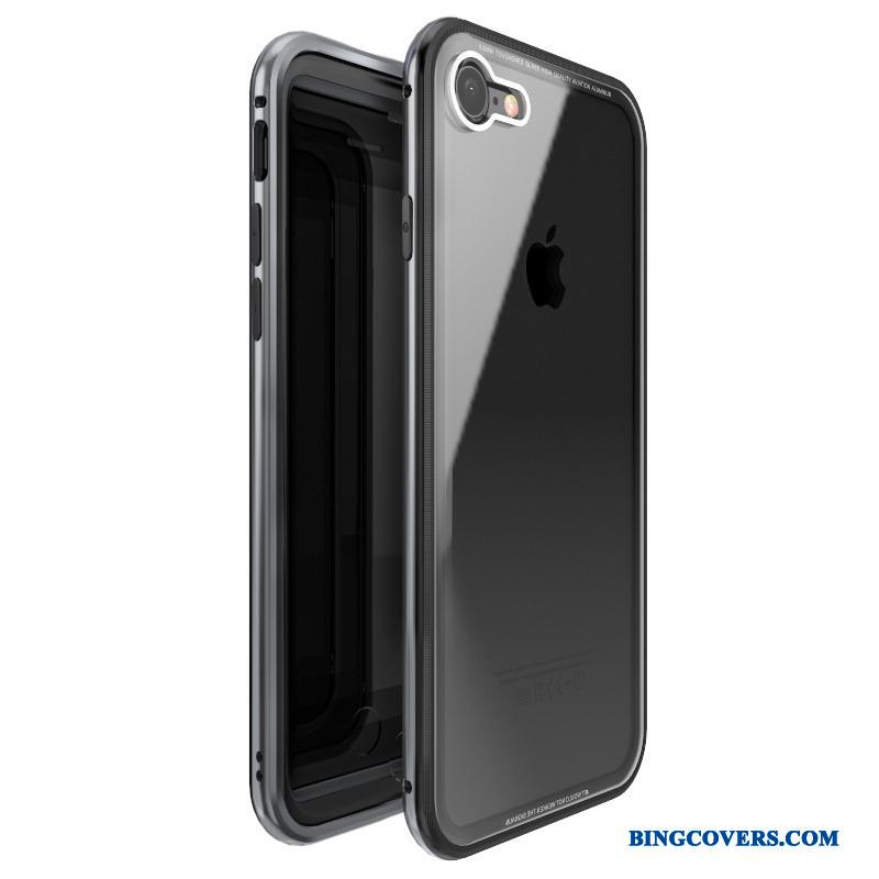 iPhone 7 Hærdet Glas Telefon Etui Beskyttelse Anti-fald Rød Cover Metal
