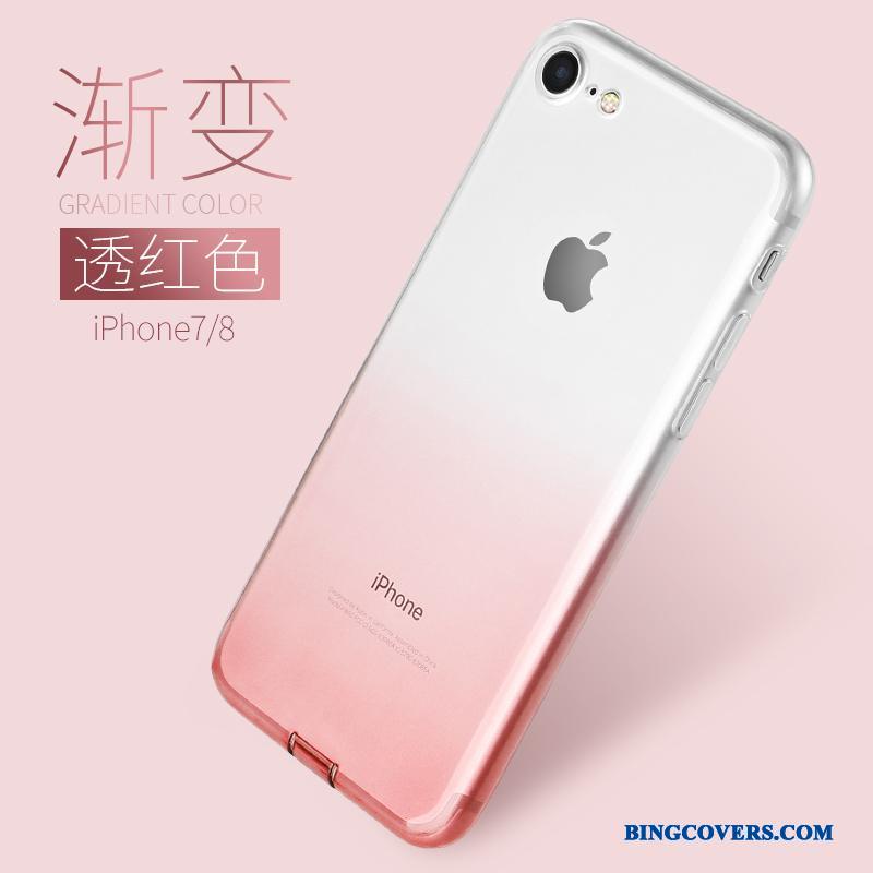 iPhone 7 Lyseblå Gennemsigtig Blød Kreativ Silikone Etui Gradient Farve