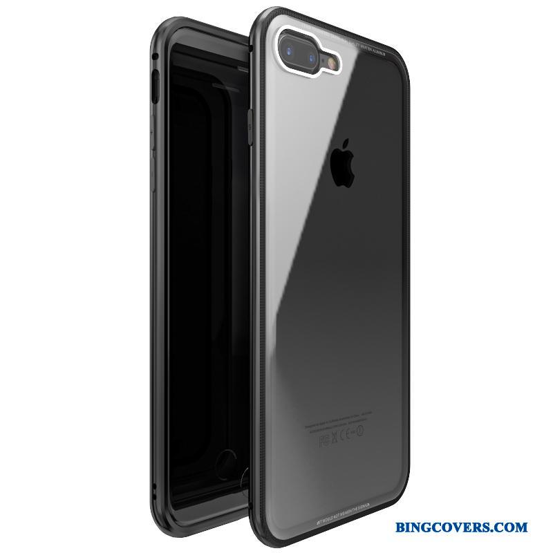 iPhone 7 Plus Cover Telefon Etui Anti-fald Beskyttelse Hærdet Glas Metal Lilla