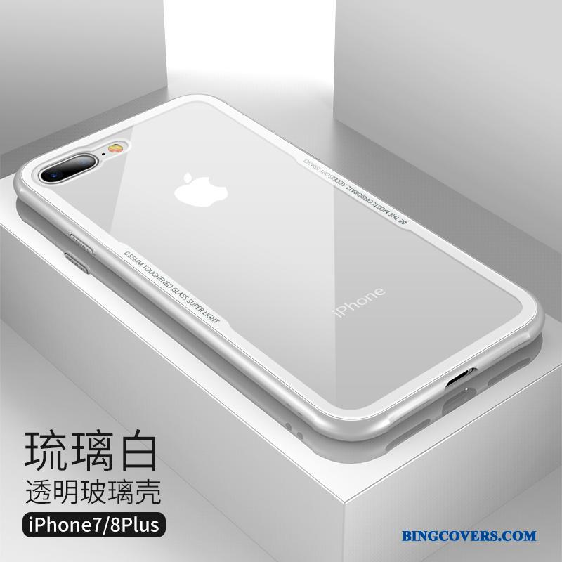 iPhone 7 Plus Etui Cover Gennemsigtig Anti-fald Sort Glas Beskyttelse Ny