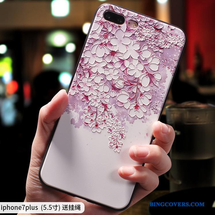 iPhone 7 Plus Etui Elegante Grøn Silikone Blå Cover Simple Kinesisk Stil