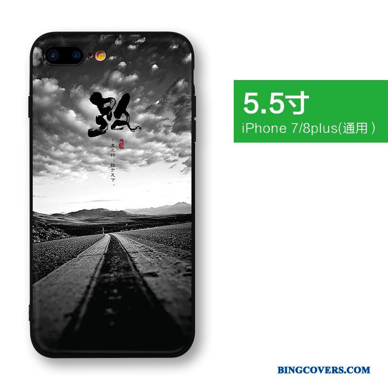iPhone 7 Plus Etui Nubuck Tynd Anti-fald Cover Alt Inklusive Sort Kreativ