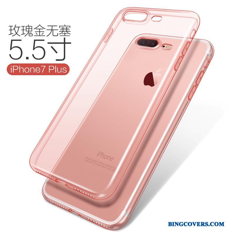 iPhone 7 Plus Guld Silikone Blød Telefon Etui Gennemsigtig Anti-fald Cover