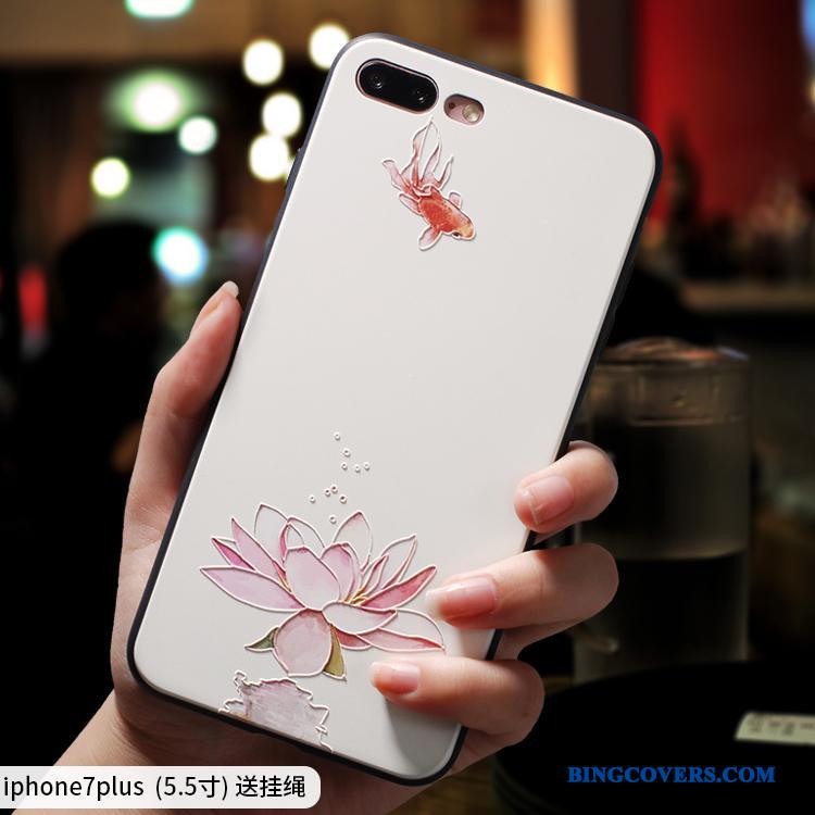 iPhone 7 Plus Hængende Ornamenter Silikone Blød Telefon Etui Lyserød Kinesisk Stil Cover