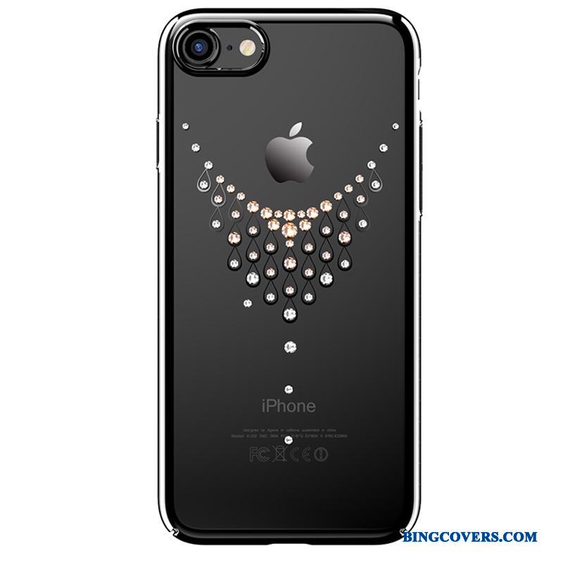 iPhone 7 Plus Luksus Strass Beskyttelse Gennemsigtig Anti-fald Guld Telefon Etui