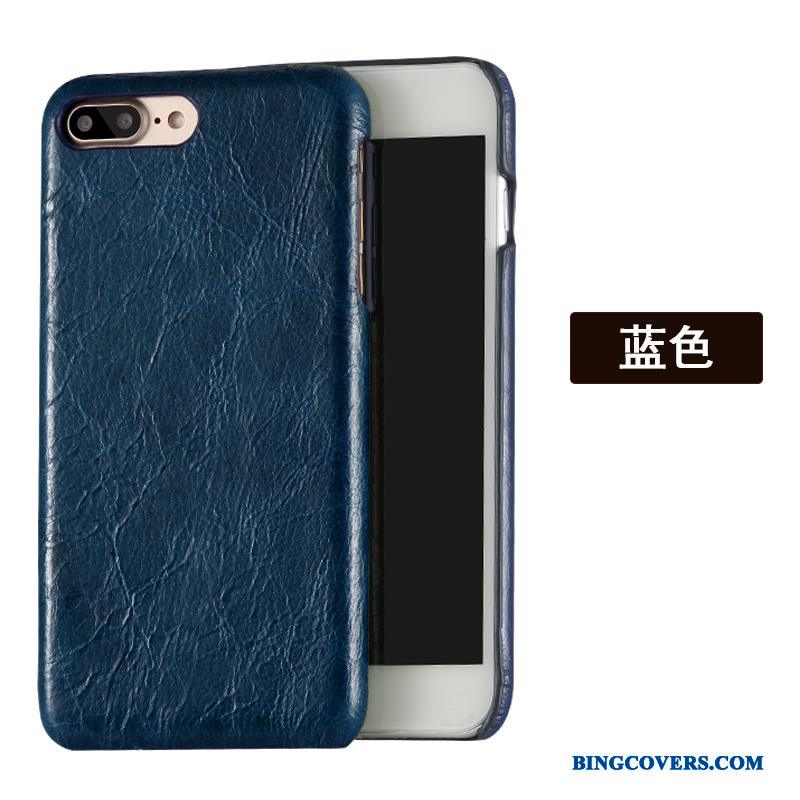 iPhone 7 Plus Lædertaske Ægte Læder Bagdæksel Khaki Telefon Etui Cover Beskyttelse