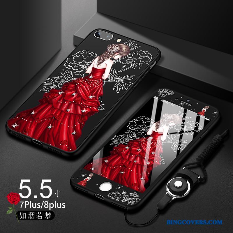 iPhone 7 Plus Nubuck Telefon Etui Rød Silikone Alt Inklusive Anti-fald Blød