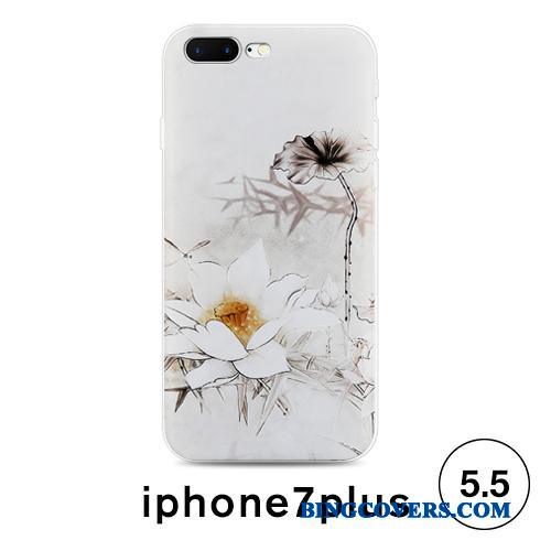 iPhone 7 Plus Sort Hvid Etui Kinesisk Stil Kreativ Relief Blød