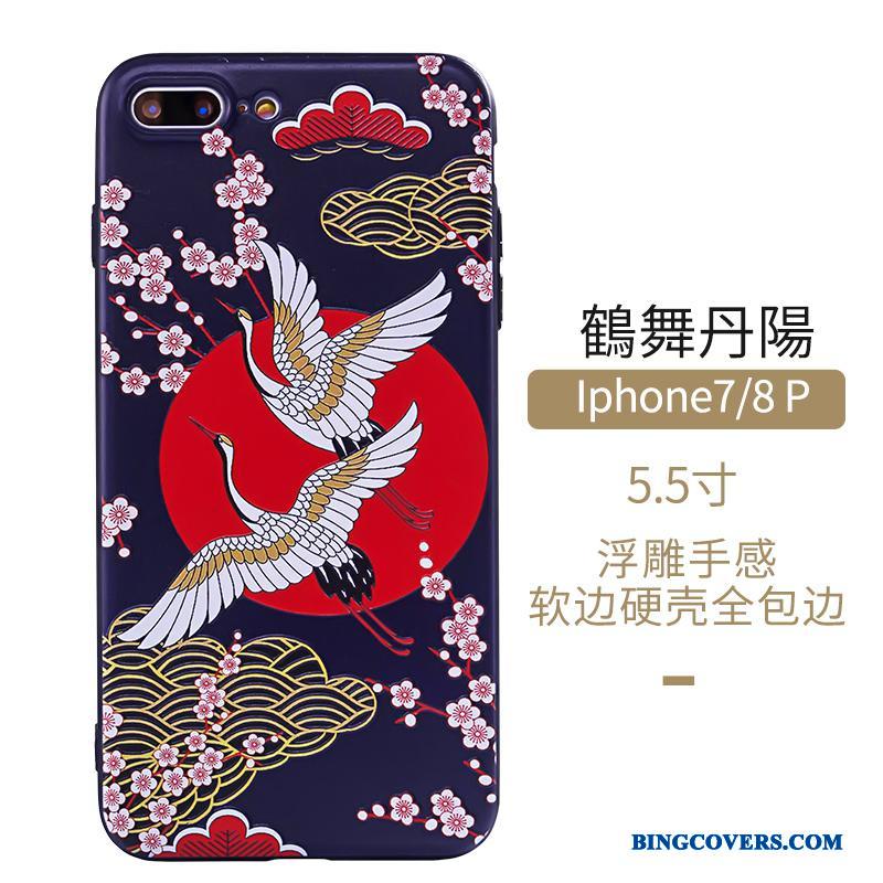 iPhone 7 Plus Telefon Etui Vind Beskyttelse Blå Kunst Kinesisk Stil Cover