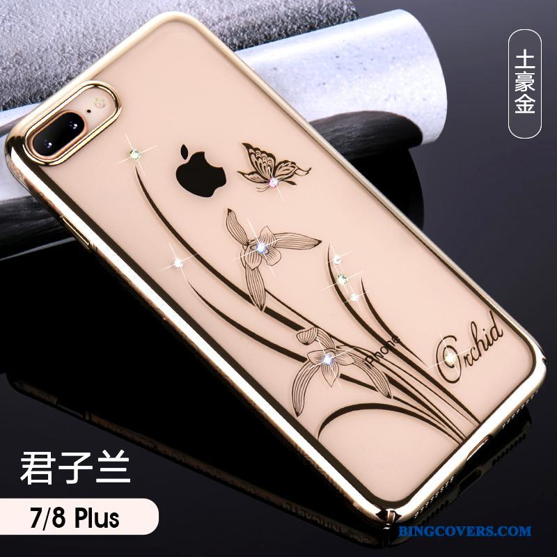 iPhone 7 Plus Trendy Luksus Rosa Guld Gennemsigtig Anti-fald Telefon Etui Ny
