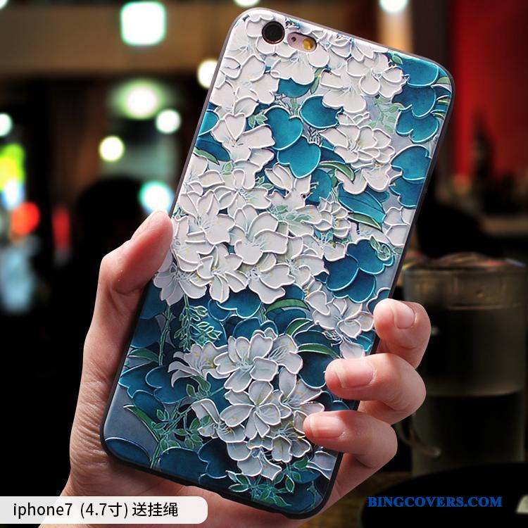 iPhone 7 Simple Alt Inklusive Kinesisk Stil Blå Cover Telefon Etui Hængende Ornamenter