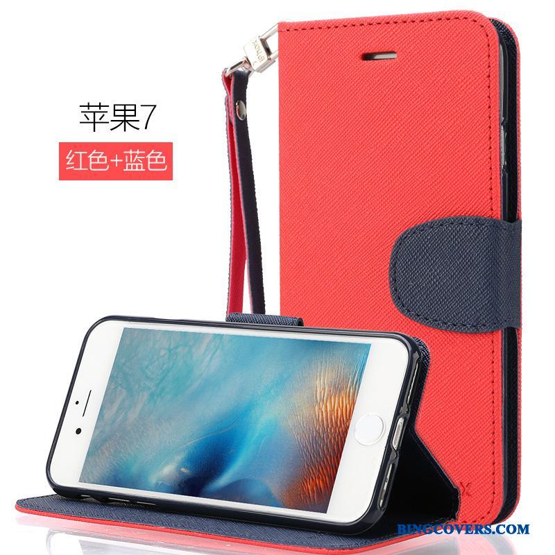 iPhone 7 Telefon Etui Alt Inklusive Lædertaske Mobiltelefon Rød Cover Anti-fald