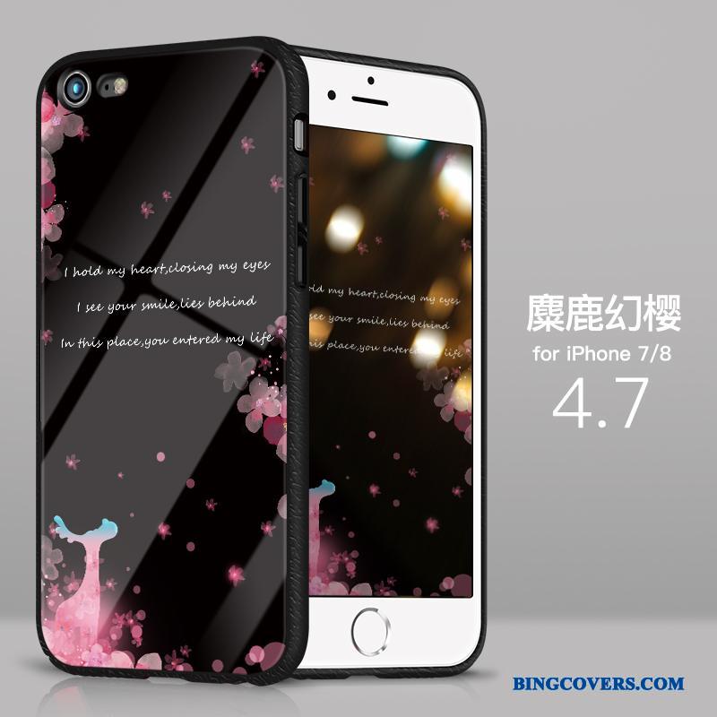 iPhone 8 Etui Anti-fald Blå Glas Alt Inklusive Cover Net Red Tynd