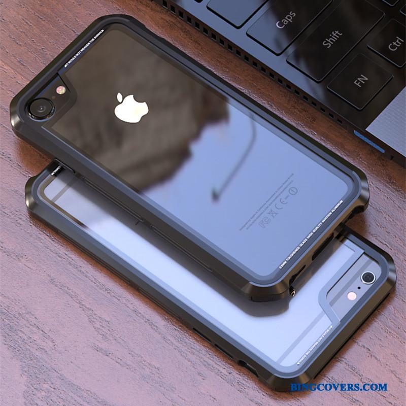iPhone 8 Etui Anti-fald Lilla Ramme Telefon Cover Gennemsigtig
