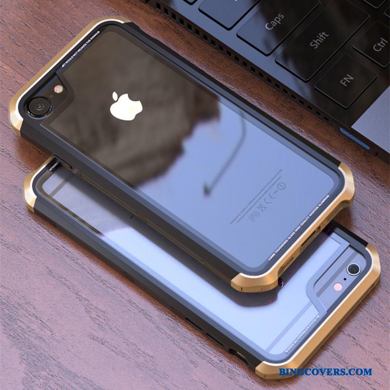 iPhone 8 Etui Anti-fald Lilla Ramme Telefon Cover Gennemsigtig