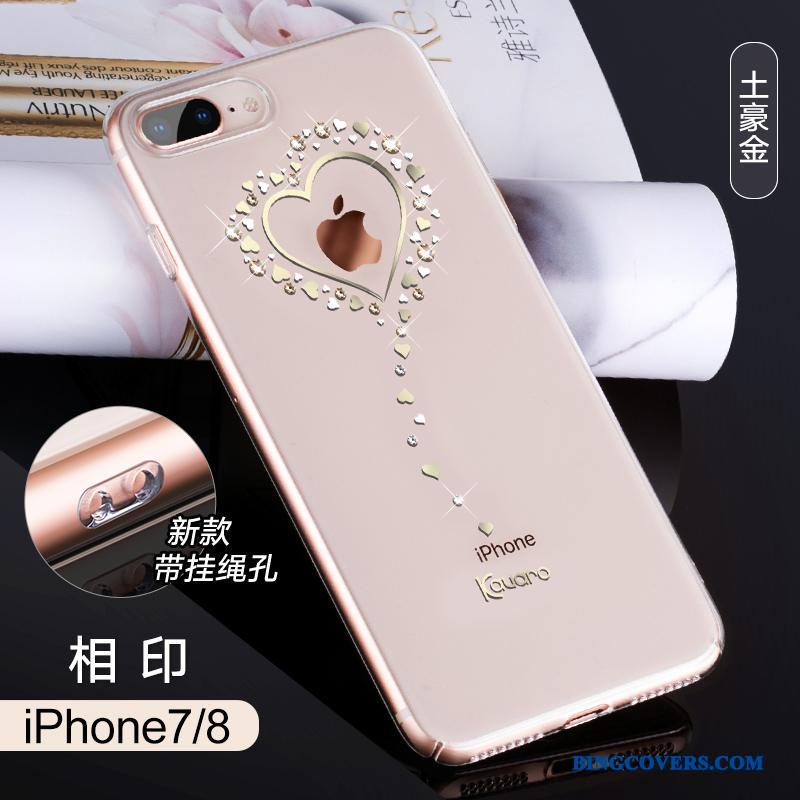 iPhone 8 Etui Trendy Luksus Gennemsigtig Strass Cover Anti-fald Ny