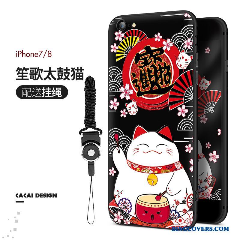 iPhone 8 Plus Alt Inklusive Silikone Cartoon Telefon Etui Sort Anti-fald Beskyttelse