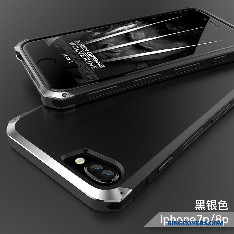 iPhone 8 Plus Alt Inklusive Telefon Etui Kreativ Anti-fald Metal Lilla Af Personlighed