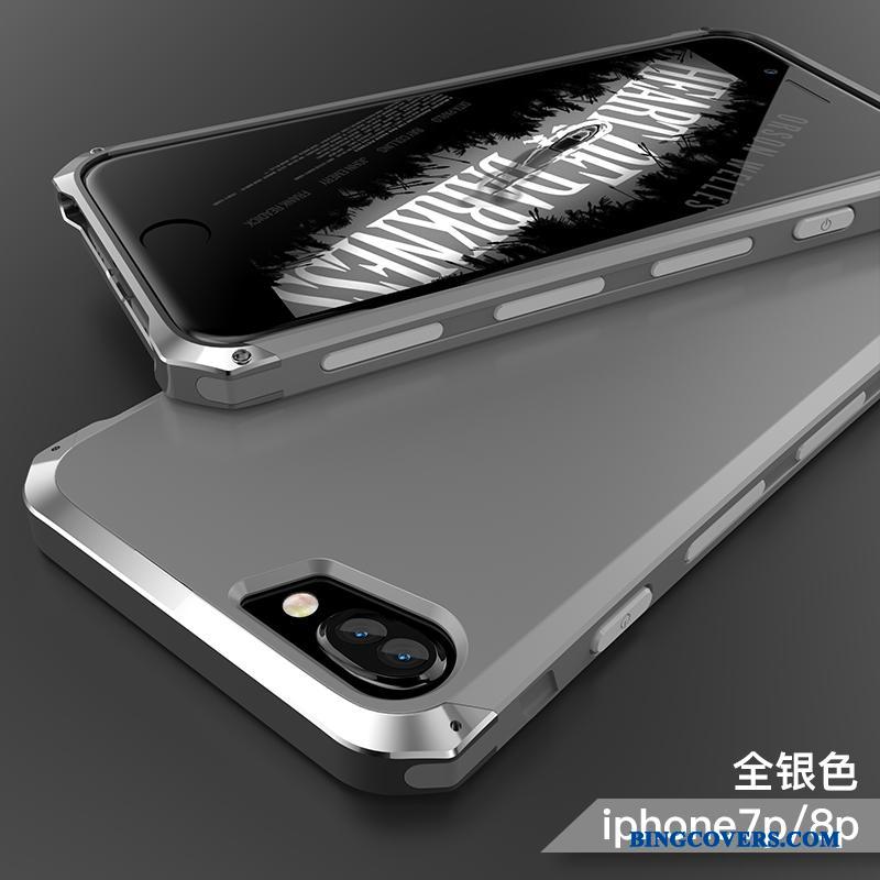 iPhone 8 Plus Alt Inklusive Telefon Etui Kreativ Anti-fald Metal Lilla Af Personlighed