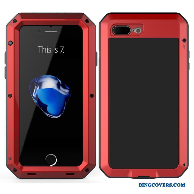 iPhone 8 Plus Anti-fald Cover Sort Telefon Etui Alt Inklusive Metal Silikone