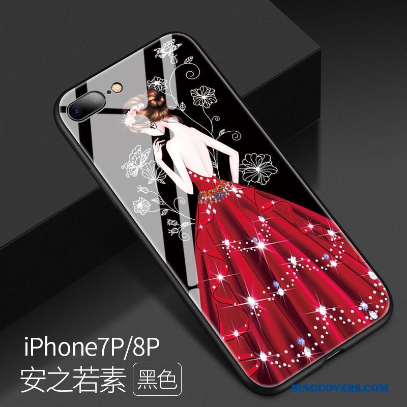iPhone 8 Plus Anti-fald Glas Af Personlighed Telefon Etui Alt Inklusive Ny Sort