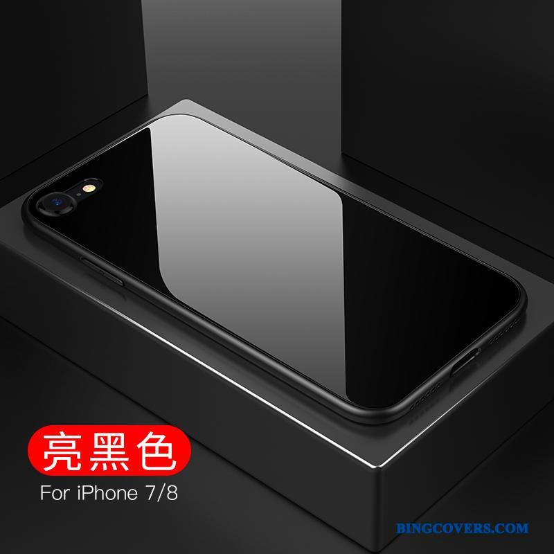 iPhone 8 Plus Anti-fald Mønster Alt Inklusive Gennemsigtig Glas Telefon Etui Spejl