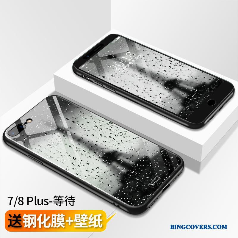 iPhone 8 Plus Anti-fald Ny Glas Trendy Blå Telefon Etui Alt Inklusive