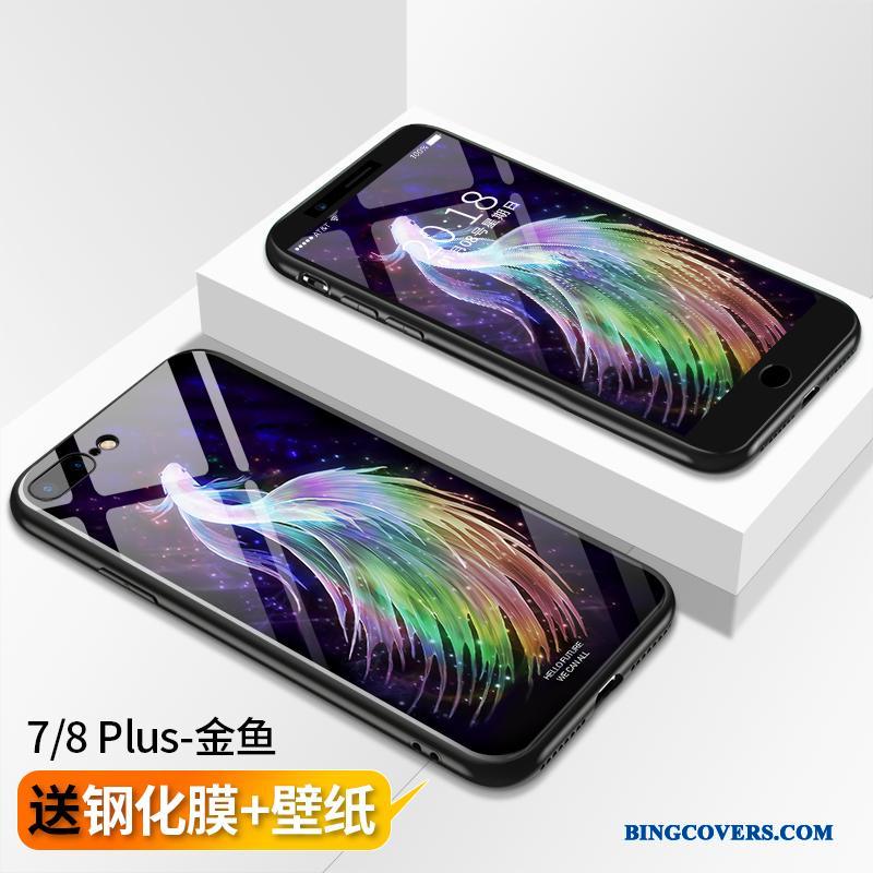 iPhone 8 Plus Anti-fald Ny Glas Trendy Blå Telefon Etui Alt Inklusive