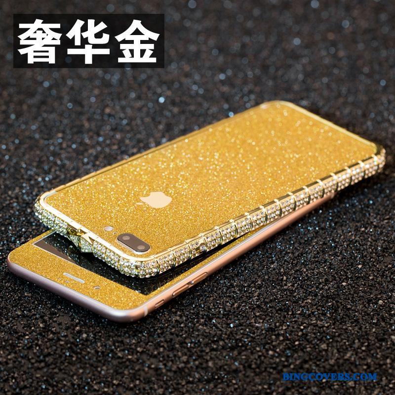 iPhone 8 Plus Beskyttelse Anti-fald Telefon Etui Strass Metal Ramme Cover