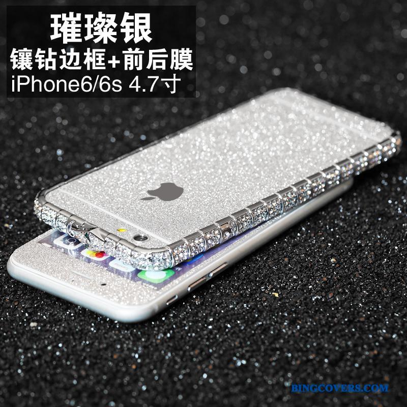 iPhone 8 Plus Beskyttelse Anti-fald Telefon Etui Strass Metal Ramme Cover