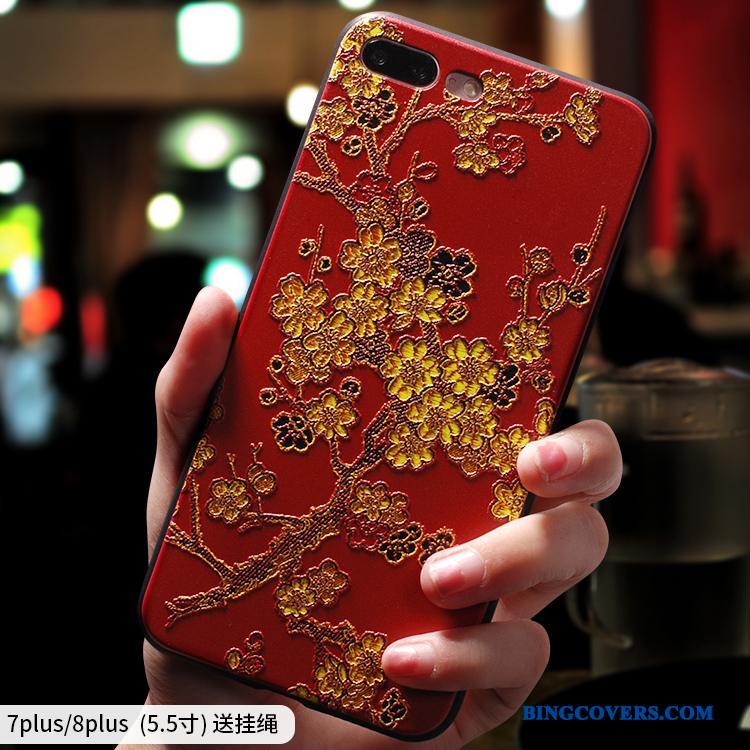 iPhone 8 Plus Cover Af Personlighed Anti-fald Rød Kreativ Silikone Telefon Etui
