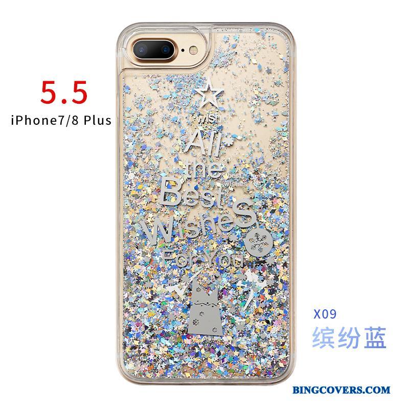 iPhone 8 Plus Cover Beskyttelse Silikone Quicksand Blå Telefon Etui Flydende