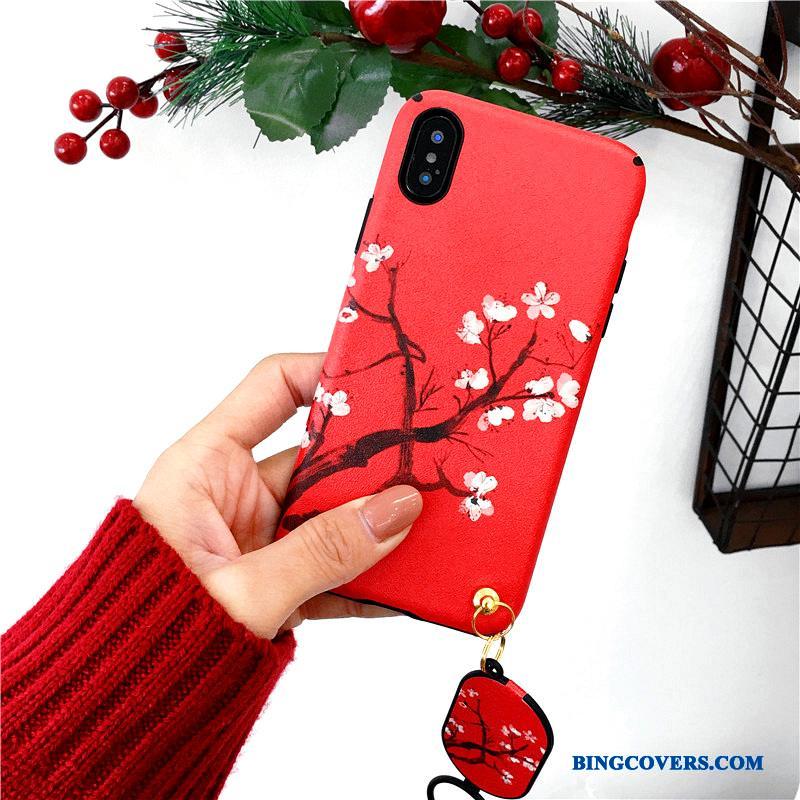 iPhone 8 Plus Cover Rød Telefon Etui Ferskentræ Hængende Ornamenter Silikone Af Personlighed