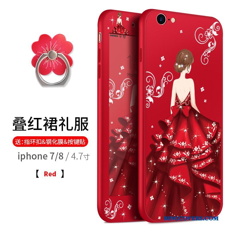 iPhone 8 Plus Cover Telefon Etui Kreativ Anti-fald Blød Lyserød Hængende Ornamenter