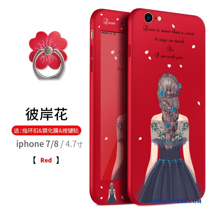 iPhone 8 Plus Cover Telefon Etui Kreativ Anti-fald Blød Lyserød Hængende Ornamenter