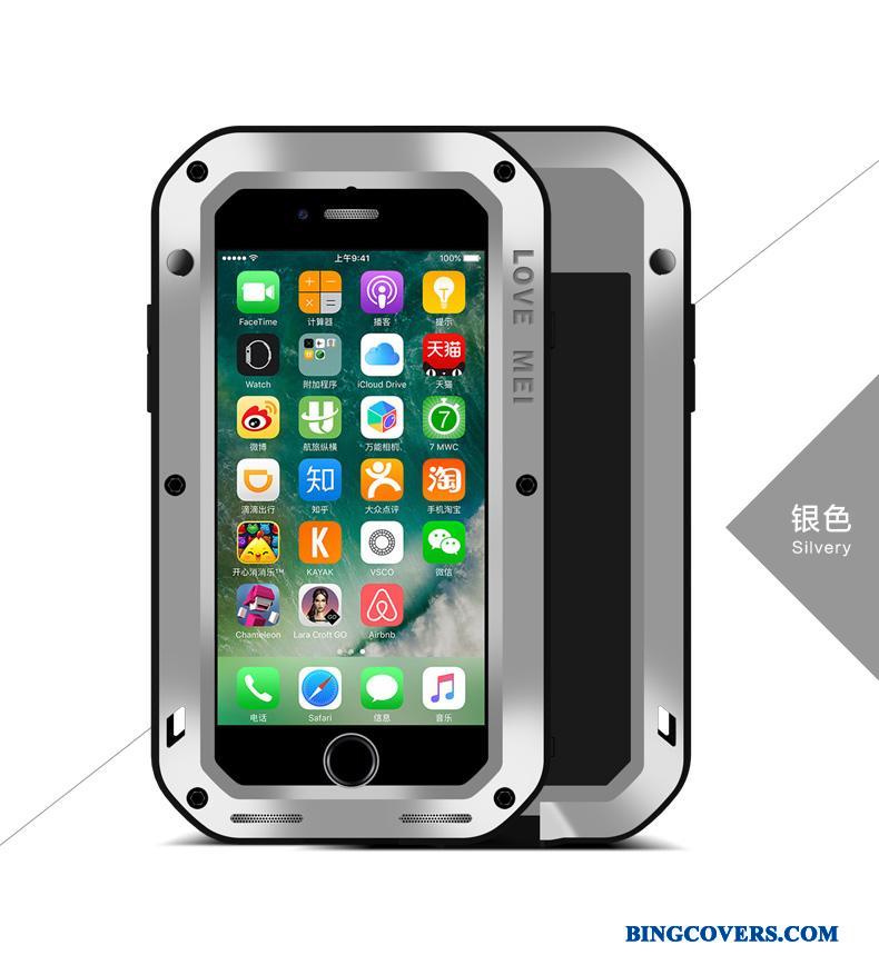 iPhone 8 Plus Etui Beskyttelse Metal Udendørs Cover Anti-fald Dekompression Sølv